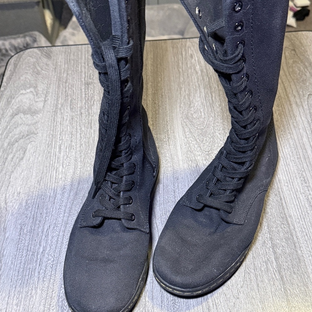 Dr. Martens Black Lace-Up Mid-Calf Boots with Side Zipper - Picture 2 of 5